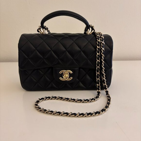 CHANEL Quilted Leather Mini Flap Bag with Top Handle - Picture 1 of 16